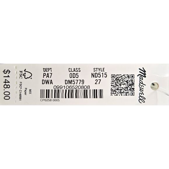 Madewell High Rise Distressed The Perfect Vintage Straight Jean Women's Size 27‎ - Picture 8 of 8